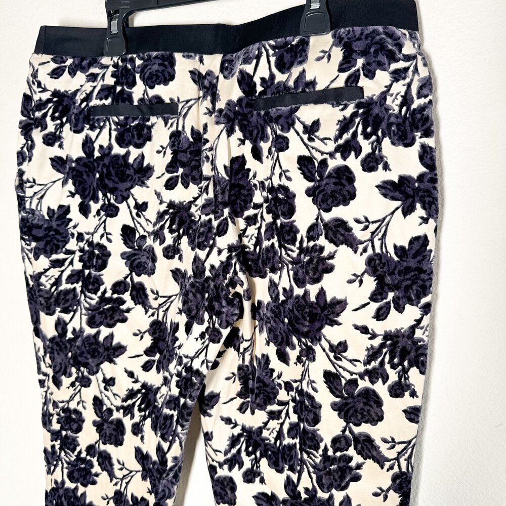Tory Burch Dayton Floral Velvet Pants Size 8 Ivory Purple Flocked - Picture 14 of 16